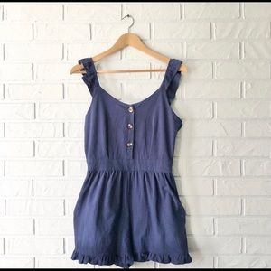NEW Zaful navy blue ruffle button front romper 6